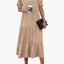 PRETTYGARDEN Summer Dresses for Women 2026 Casual Floral Boho Midi Sun Dress Puff Short Sleeve Flowy Beach Vacation Sundress Size XL