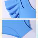 Girls Swimsuit One Piece Swimwear Top with Tropical Print Cover Up Skirt Girls Bathing Suit 7-16 Years (9-10 Years, Blue)