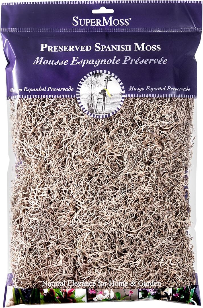 SuperMoss (26914) Spanish Moss Preserved, Natural, 8oz (200 cubic inch)