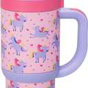 Ello Oasis 14 Oz Stainless Steel Toddler Tumbler with Handle & Retracting Straw, 100% Leakproof, Double-Wall Vacuum Insulated, Kids Water Bottle for School, BPA Free, Dishwasher Safe, Unicorns