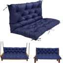 LQQSDPJ Swing Replacement Cushions for Outdoor: 2-3 Seater Bench Waterproof Cushion with Ties - 4in Thick Swing Cushion for Garden Furniture Patio Porch, Dark Blue