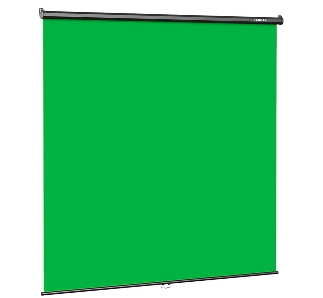 Retractable Pull Down Green Screen - 79"x75" Collapsible Wall-Mount Background for Professional Video Production, Chroma Key Backdrop for YouTube, TikTok, Streaming, Video Conferencing