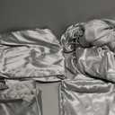 BEDELITE King Size Sheets Set, Luxury Soft Dark Grey Satin Sheets for Hair and Skin, Similar to Silk Bed Sheets Set 4 Pieces with 1 Deep Pocket Fitted Sheet, 1 Flat Sheet, and 2 Pillowcases
