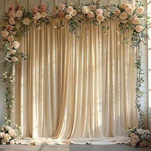 10x10ft Wrinkle Free Champagne Backdrop Curtain for Parties Soft Fabric Drapes Wedding Champagne Curtain Backdrop for Birthday Party Decorations Background for Photography 5x10ft, 2 Panels