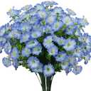 6 Bundles Artificial Morning Glory,Fake Artificial Greenery UV Resistant No Fade Faux Plastic Flower for Wedding Bridal Bouquet Indoor Outdoor Home Garden Kitchen Office Table Vase(Blue)