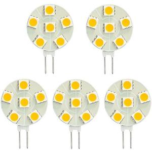 SG4-6T-CW Side Pin G4 LED Disc Halogen Replacement Bulb, 1.2W, 10-15W Equal, Cool White 6000K, 5-Pack(Not Dimmable)