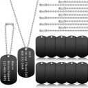 20 Pieces Military Dog Tags Set Including 10 Stainless Steel Army Blank Dog Tags 10 Steel Chains Personalized Pet Oval Pendant Necklaces for Stamping Engraving DIY Halloween Craft(Black)
