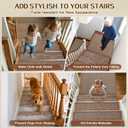 Stair Treads Non Slip, Rubber Backing Stair Treads for Wooden Steps, 15 PCS Thicken Linen Carpet Stair Runners Indoor for Kids Elders and Pets, No Residue Stair Carpet Treads, 8"x30", Brown