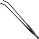 15 inch Black Curved Aquarium Tweezers Stainless Steel Curved Tweezer with Carbonation Protection Coating Against Rust Long Reptiles Feeding Tongs for Aquatic Plants Lizards Spider Snakes