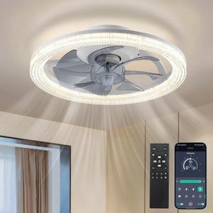 Low Profile Ceiling Fans with Lights and Remote, 15.7 in Ceiling Fans with Lights/6 Wind Speed/3000K-6500K Color Temperature for Bedroom, Living Room, Dining Room