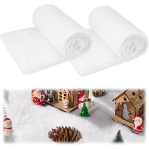 JOYIN Christmas Snow Blanket Roll for Christmas Decoration, Village Displays, Under The Xmas Tree - Thick White Soft Fake Snow Cover for Holiday Decor and Winter Displays (15In x 10Ft, 2PCS)