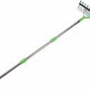 Straw Rake with Steel Spikes, Ergonomic, Efficient Lawn Rake for Garden, 52.76 Inch Length