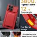 SSLOTSCASE for iPhone 16 Pro Max Case with Credit Card Holder & Lens Cover Stand & Kickstand, Multi Functional TPU Sturdy Protective Wallet Case Cover for iPhone 16 Pro Max 6.9'' 5G, Red