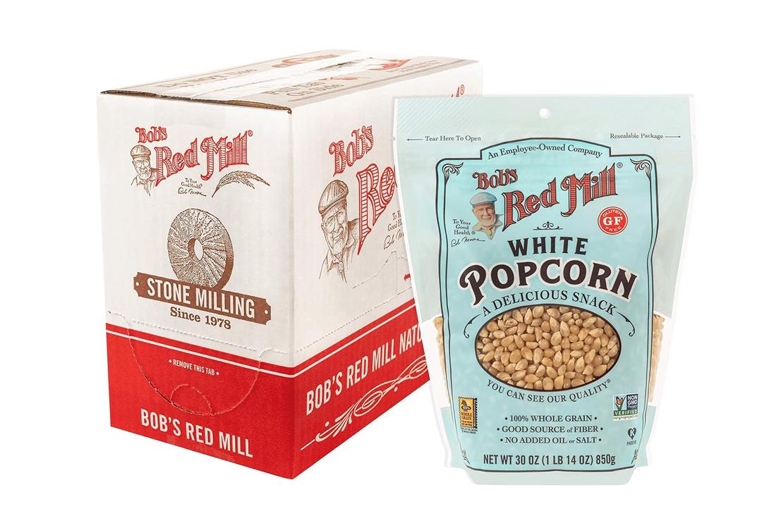 Bob's Red Mill White Popcorn, 30oz (Pack of 4) - Non GMO, Whole Grain, Vegan, Kosher BBD June 10 2028