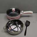 Dezin Hot Pot Electric Upgraded, Non-Stick Saut Pan, Rapid Noodles Electric Pot, 1.5L Mini Portable Hot Pot for Steak, Egg, Fried Rice, Ramen, Oatmeal, Soup with Power Adjustment (1.6 Quarts, Pink)