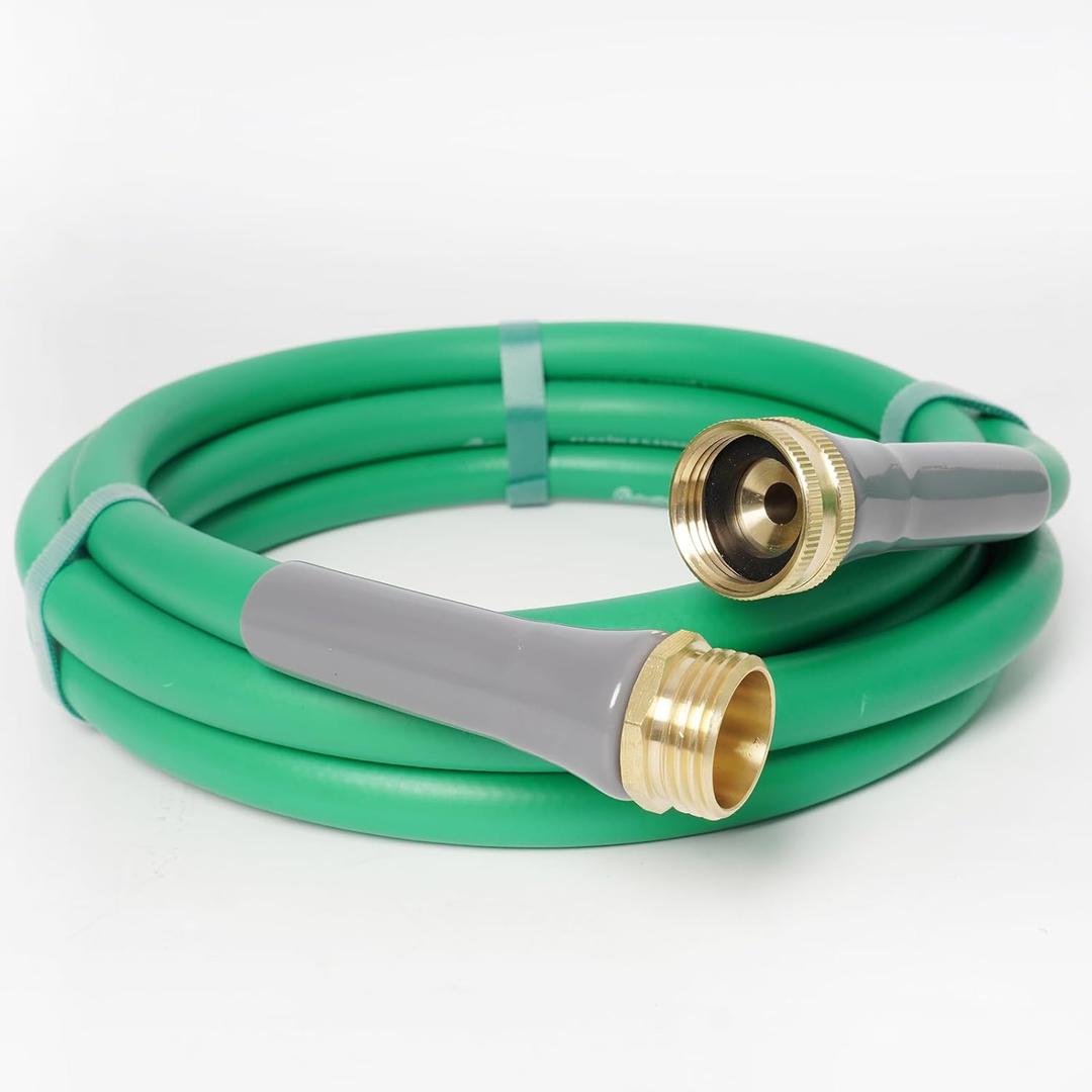 Garden Hose 10 ft, Short Leader Hose, Slim Lightweight Water Hose, Flexible and Durable, Leak-Free Connections, EPDM Rubber Hose for Patio, Lawn (Green)