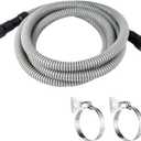Universal Dishwasher Drain Hose - 6 Ft Corrugated Discharge Hose Flexible Dishwasher Replacement Drain Hose Extension with 2 Clamps,Fit 5/8"-3/4" and 1"