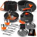 Camping Cookware Mess Kit Set with Stove - Backpacking Camping Pots and Pans Set, All in One Non-Stick Camping Cooking Set, Portable Stove, Hiking, Picnic, Outdoor & Camping Cookware Set