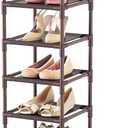 LANTEFUL Tall Shoe Rack 10-Tier Narrow Shoe Shelf Storage for 10-15 Pairs Shoe and Boot, Sturdy Shoe Storage Space Saving Corner Shoe Rack Organizer for Closet, Entryway, Living Room, Brown