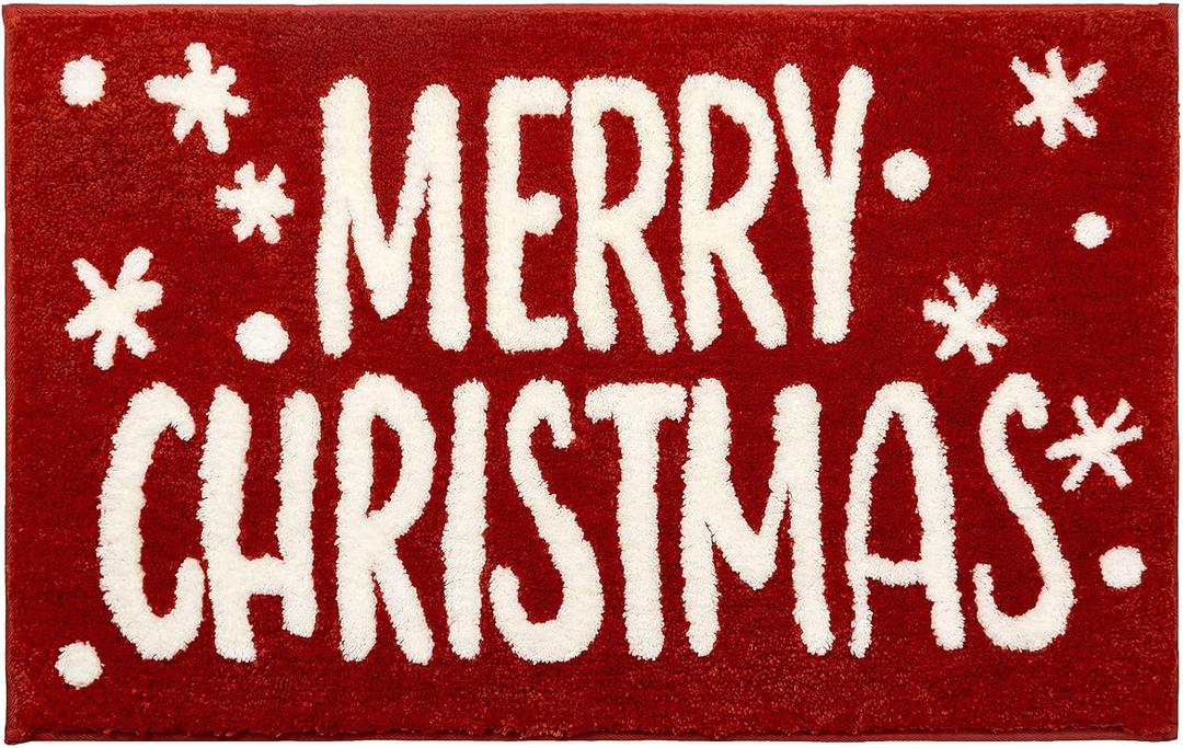 Nymphia Christmas Bath Mat, Christmas Bathroom Decor, Red Bathroom Rugs, Extra Soft and Absorbent Cute Holiday Decorative Bath Rugs Non-Slip Machine Washable 20 x 32 Inch