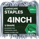 U Shaped Landscape Garden Staples 4 Inch 200 Pack Updated 11Gauge Irrigation Stakes Galvanized Garden Stakes Fabric Pins for Soaker Hose Drip Line Tubing Yard Lawn Staples for Outdoor Decorations