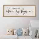 LuZhiQiang kids Playroom Wall Decor Home Is Where My Boys Are 40"×15" Modern Nursery Mom and Her Sign for Plaque Boys Room Playroom Large Wood Framed Wall Hanging Art