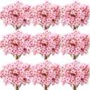 Tigeen 50 Pcs Artificial Cherry Blossom Flower Spring Decor Silk Cherry Blossom Branches 15.7 Inch Peach Fake Floral Branches Bundles Faux Flower Stems for Vase Home Wedding Table Centerpiece (Pink)
