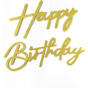 Glitter Gold Happy Birthday Sign for Arch Backdrop - Felt Happy Birthday Letters Signs for Balloon Arch Wall Decorations Large Happy Birthday Remove Logo for Baby Girl Women Party Decor