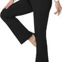 Womens Dress Work Pants with Pockets High Waist Bootcut Casual Business Slacks Tummy Control Yoga Pants (Large, Black)