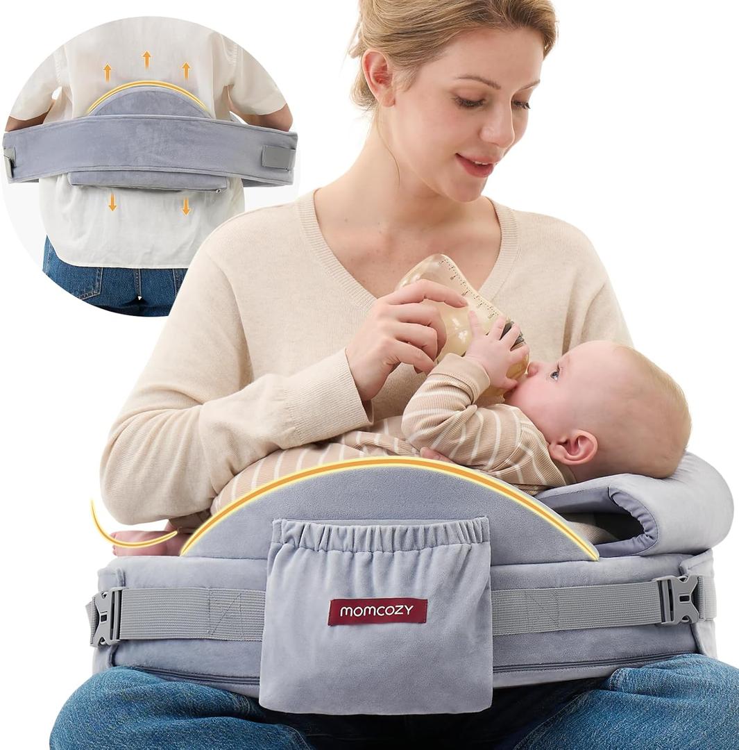 Momcozy CozyPro Nursing Pillow  All Around Lumbar & Arm Support  Safety Guard, Firm & Springy Memory FoamStable, Ergonomic Support, Easier Breastfeeding, Wider Cushion, Adjustable, Removable Cover
