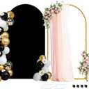 Metal Arch Backdrop Stand and Cover Set, 7.2FT Gold Wedding Backdrop Arch Frame Stand with Cover, Balloon Arch Stand with Black Arch Cover for Party Birthday Baby Shower Graduation Decorations