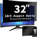 DEJIMAX 32 Inch Curved Computer Privacy Screen Filter for 16:9 Widescreen Computer Monitor Computer Screen Protector Computer Screen Privacy Shield Anti Glare and Blue Light