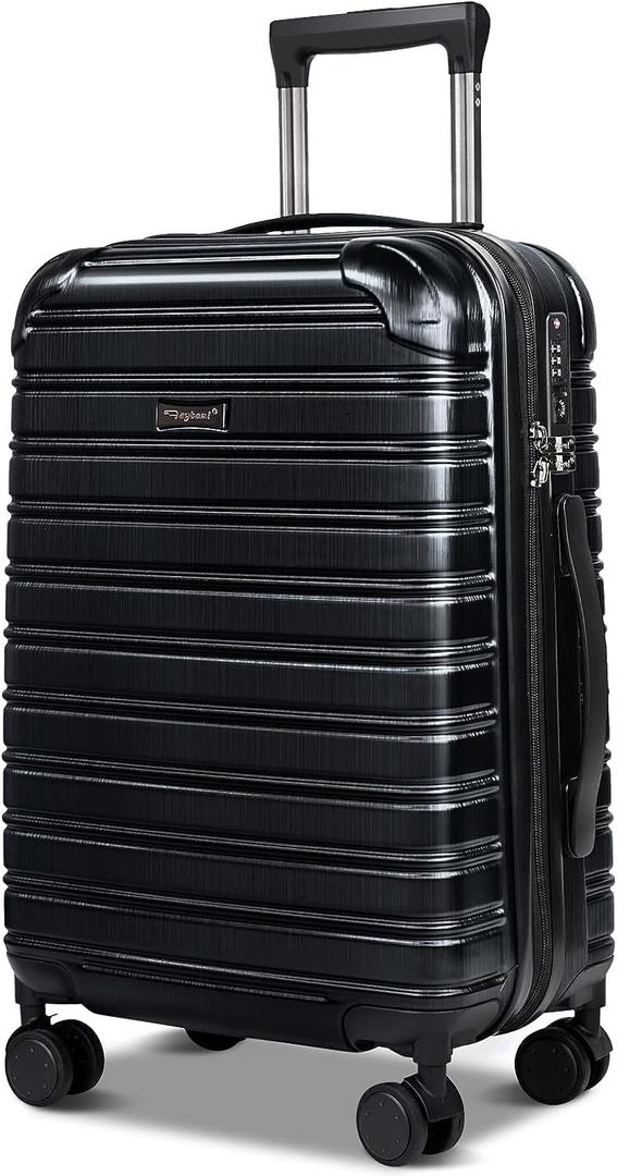 20Inch Hard Case Luggage Carry On Luggage Lightweight With Spinner Wheels Rolling Suitcase 22x14x9 Airline Approved PC+ABS With TSA Lock Hardshell Travel Carry On Size Hardside Suitcase,Black