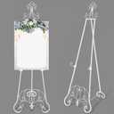 1 Pack White Easel Stand for Wedding Sign, 57'' Adjustable Vintage Scroll Floor Display Stand with Chain Support for Welcome Poster, Photo, Art, Decorative Event Display
