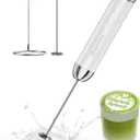 Maestri House Rechargeable Milk Frother with Stepless Speed Control, LunaFro 2.0 Handheld Electric Foam Maker Waterproof Drink Mixer Foamer for Lattes, Cappuccino (White)