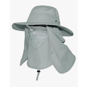 Wide Brim Sun Hat with Detachable Face Cover & Neck Flap Waterproof Safari Fishing UPF 50+ UV Protection Hat for Men Women