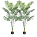 CROSOFMI Artificial Areca Palm Tree 6 Feet Fake Tropical Palm Plant,Perfect Faux Dypsis Lutescens Plants in Pot for Indoor Outdoor Home Office Garden Modern Decoration Housewarming Gift,2Pack