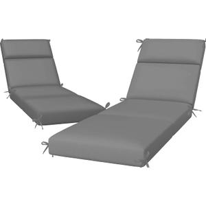 2 Pack Chaise Lounge Chair Cushions 72x21x3 Inch Outdoor Lounger Cushion Set of 2 Waterproof and UV-Resistant Seat Pad Replacement for Patio Furniture Cushion with Removable Cover, Gray