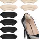 Heel Pads for Shoe That are Too Big, Inserts for Women, Heel Grips for Womens Mens, Protectors Cushion Liners for Blisters Loose Shoes, Comfort Fillers (BeigeBlack 4Pairs)