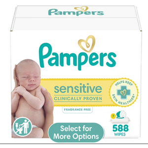 Sensitive Baby Wipes, 1-Ply, 6.7 x 7, Unscented, White, 84/Pack, 7/Carton