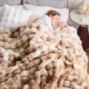 NEWCOSPLAY Faux Fur Throw Blanket Tie Dye Luxury Fluffy Thick Warm Bubble Blanket for Couch Sofa Bed 1000GSM (Tie Dye Bubble Thick, Throw(50"x60"))