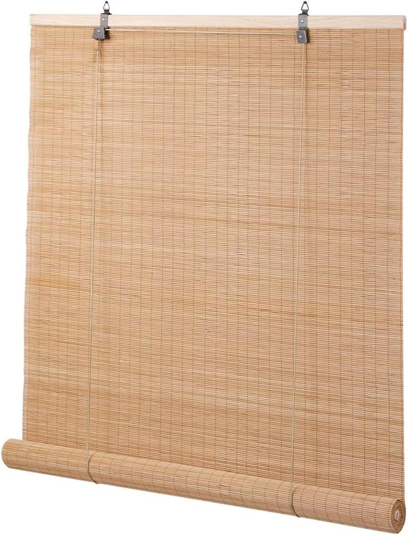 Bamboo Blinds for Interior Windows, Easy to Install Bamboo Shades for Indoor Windows, Custom Roller Shades for Indoor Window and Outdoor Patio, 42" W x 48" H (Bamboo Carbonized Color)