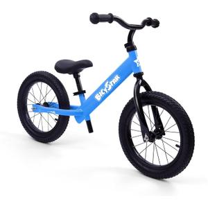 Bicystar 14 Inch Balance Bike for Kids 3-6 Year Old, No Pedals, Air Rubber Tires, Adjustable Height, Pedalless Bicycle for Boys, Girls, Blue