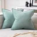 MIULEE Blue Grey Decorative Velvet Throw Pillow Covers Soft Pillow Covers Soild Square Eruo Sham Cushion Case for Sofa Bedroom 24x24 Inch 60x60 cm