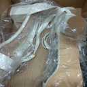 Open Toe Pearl Wedding Shoes for Bride High Heels Bridal Shoes Chunky Block Heels with Bow, Ivory, 10