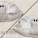 4 Pcs Halloween Throw Pillow Covers 18x18, Soft Faux Fur Pillow Cases Decorations, Fluffy Plush Accent Couch Cushion Case for Halloween Chair Sofa Bedroom Living Room Home Decor(Ghost A)