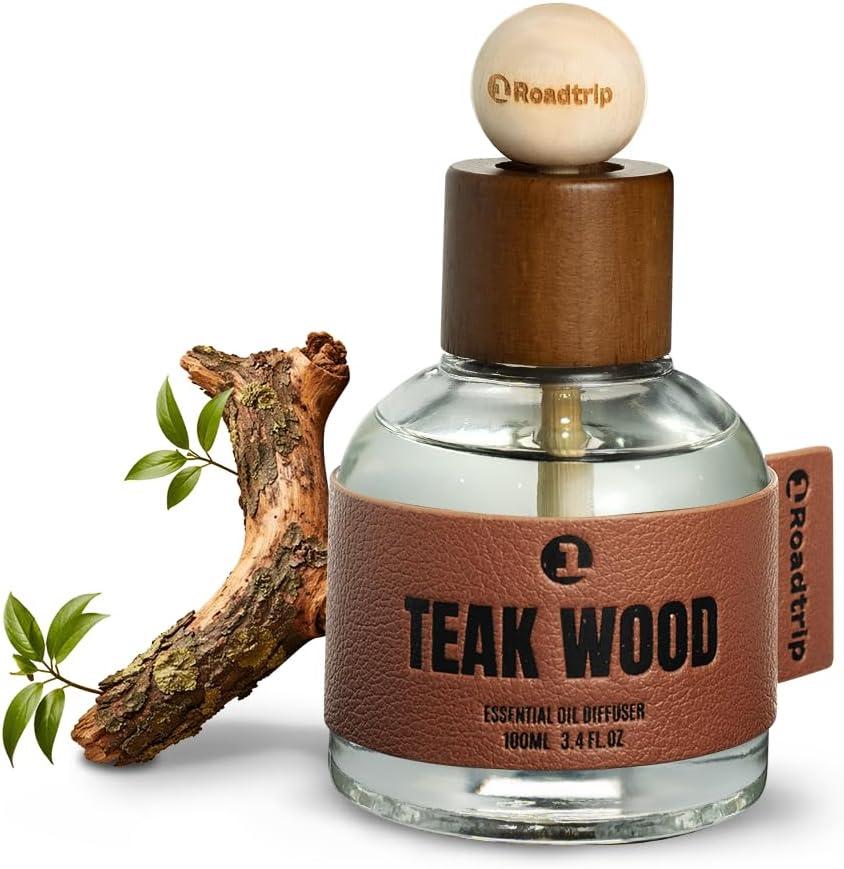 Car Air Freshener - Long Lasting Essential Oil Diffuser - Aromatherapy Accessories for Men & Women -Teakwood Car Scent Diffuser 3.38 FL OZ/100ML