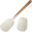FAAY 17 Inch Natural Exfoliating Loofah Back Scrubber On a Stick with Luffa Sponge Pads Refills  Long Handle Loofa Body Bath & Shower Brush for Men & Women