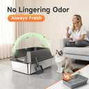 Stainless Steel Litter Box with High Sides, XL High Sided Cat Litter Pan, Open Top Extra Large Metal Cat Litter Box, Non-Stick, Odor Free, Leakproof, Scoop Included, Gray
