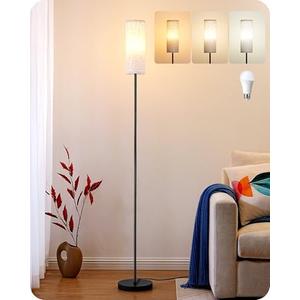 EDISHINE Floor Lamps for Living Room, 63.7in Minimalist Standing Lamp with 9W LED Bulb, 3 Color Temperature, Modern Corner Lamp for Bedroom, Nursery, Office, Foot Pedal Switch, Black 